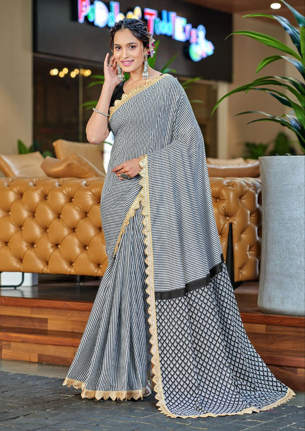 MULMUL COTTON OFFICE WEAR PRINT SAREES WITH HEAVY EMBROIDERY LESS BODAR